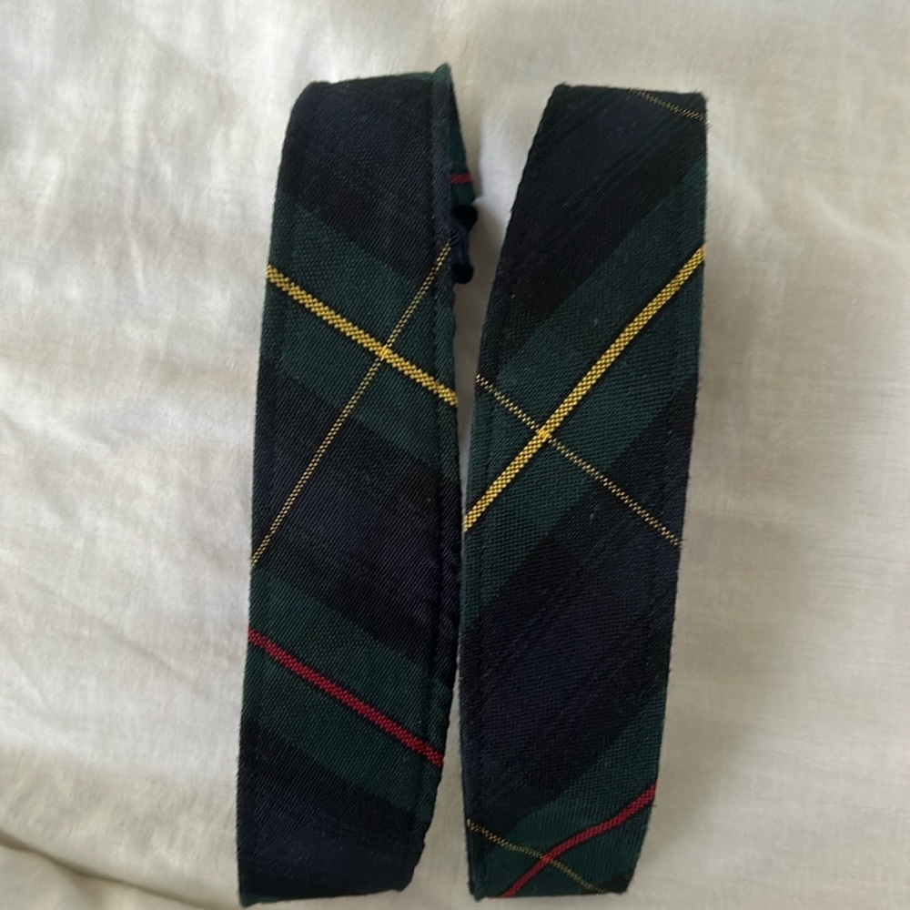 TWO Lands’ End Hunter/Classic Navy Plaid headbands
